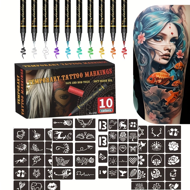 Metallic Paint Set - Zestaw markerów do tatuaży tymczasowych, 10