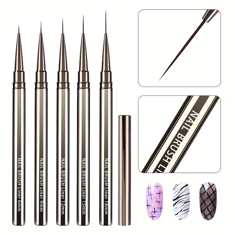 Metallic Paint Set - 5 SZTUK Pędzle do zdobienia paznokci