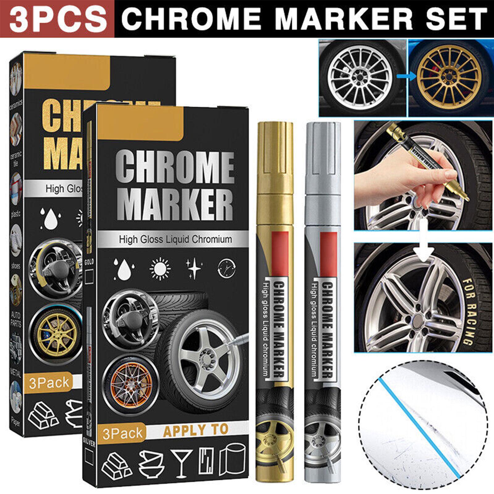 Metallic Paint Set - 3 szt./zestaw Chromowany Marker Samochodowy DIY